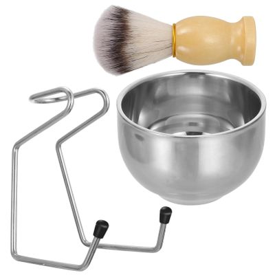 IWOWHERO Men Beard Brush Set with Stainless Steel Stand Shaving Bowl and Professional Razor Brush for Enhanced Grooming Experience Portable and Easy to Clean for Travel and Daily Use