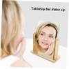 Baluue Home Tabletop Makeup Mirror with Swivel Rotation Wood Stand Stylish Design for Bathroom Bedroom Use for Makeup Application Grooming Tasks view 4