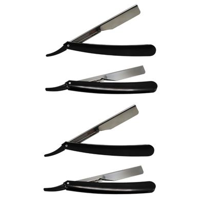 Beatifufu 4pcs Manual Folding Straight for Men Barbershop Shaving Tool for Beard and Hair Grooming Space-saving Design Less Skin Irritation