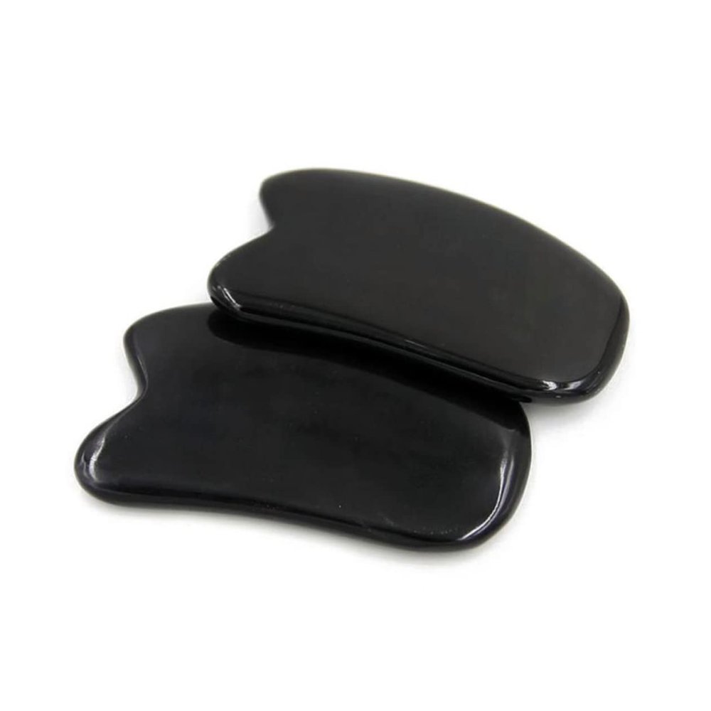 KOMBIUDA Scraping Therapy Tool Set 2pcs Black Buffalo Horn Plates Facial Massager Skin Care