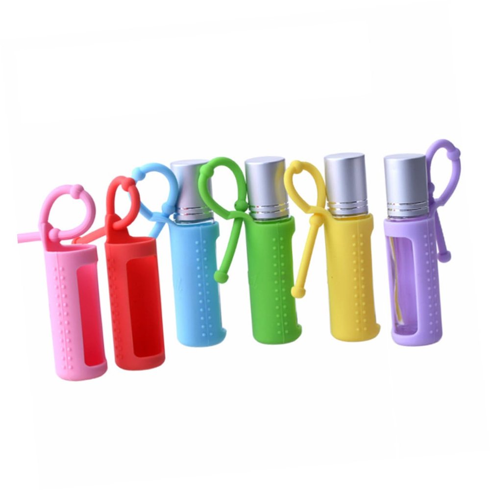 Baluue 6pcs Silicone Roller Bottle Cover Protective Sleeves Vibrant Colors and Design for Easy Carrying