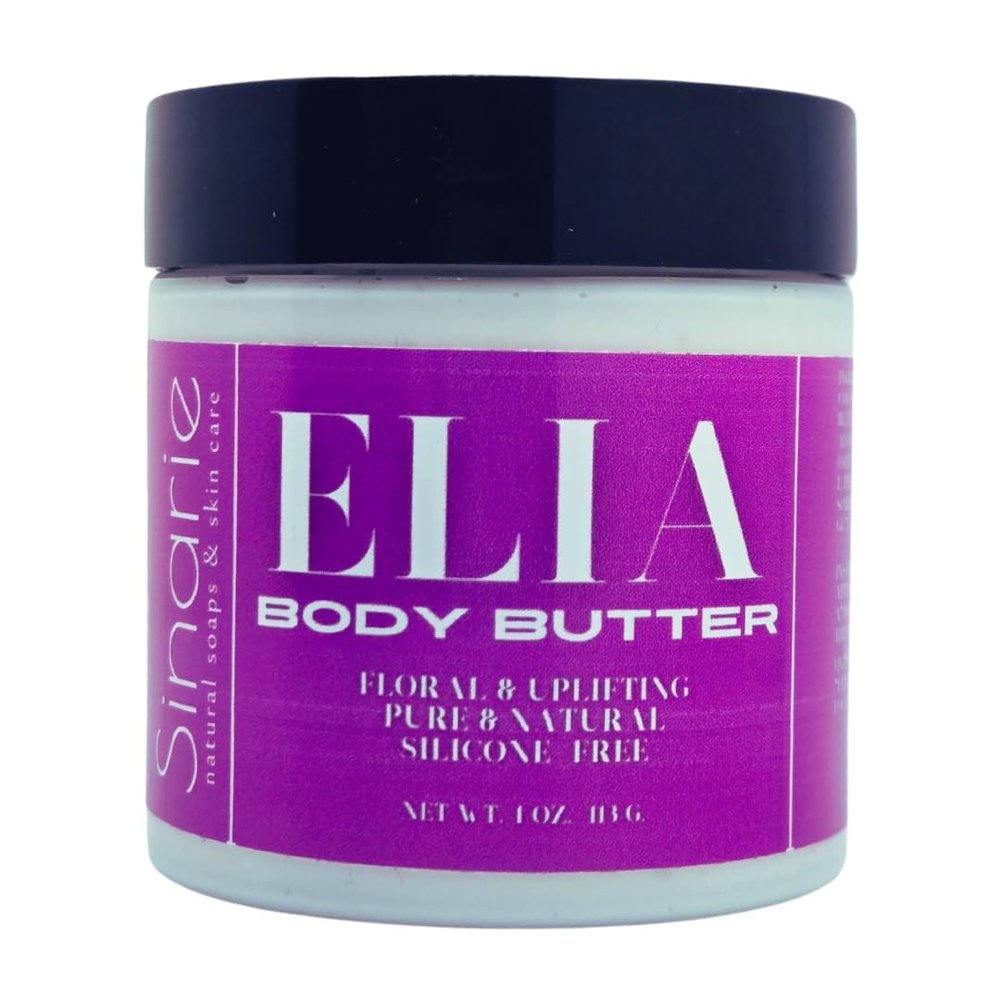 Sinarie Emulsified Body Butter - Luxurious Moisturizing Lotion with Shorea, Squalane, Coconut Oil & Kokum Butter, 4 oz (4 oz., Elia - Floral & Uplifting)
