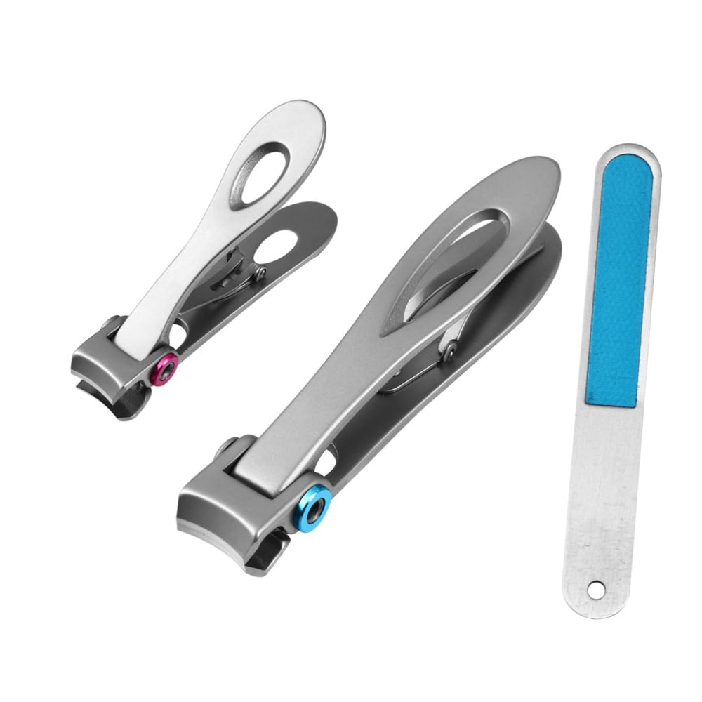 WOONEKY 3pcs Professional Stainless Steel Nail Clippers Set for Men Women Fingernail Clipper Catcher Oversized Nail Clipper Cutter
