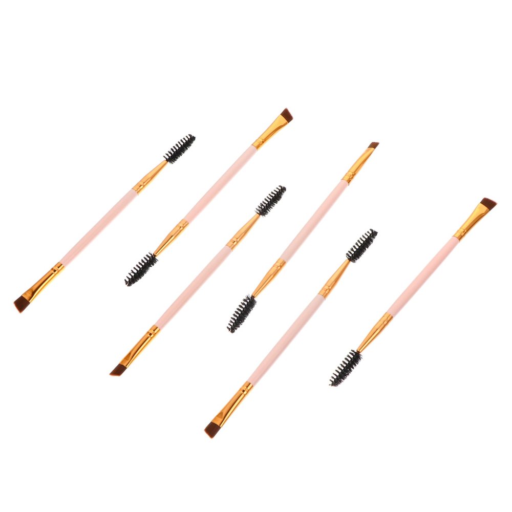 IWOWHERO 6pcs Double-ended Eyebrow Lash Brushes for Precision Makeup Application Birthday Makeup Enthusiasts Angled Spoolie Design Pink