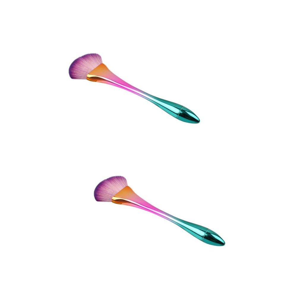 Beatifufu 2pcs Brush Electroplate Powder Brush Essential Makeup Tools for Professional Use Home
