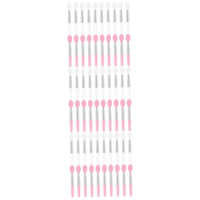 Beatifufu 60pcs High Rendering Silicone Lip Brush Applicator Pink Makeup Brushes Case for Daily Lipstick Test Family Friends