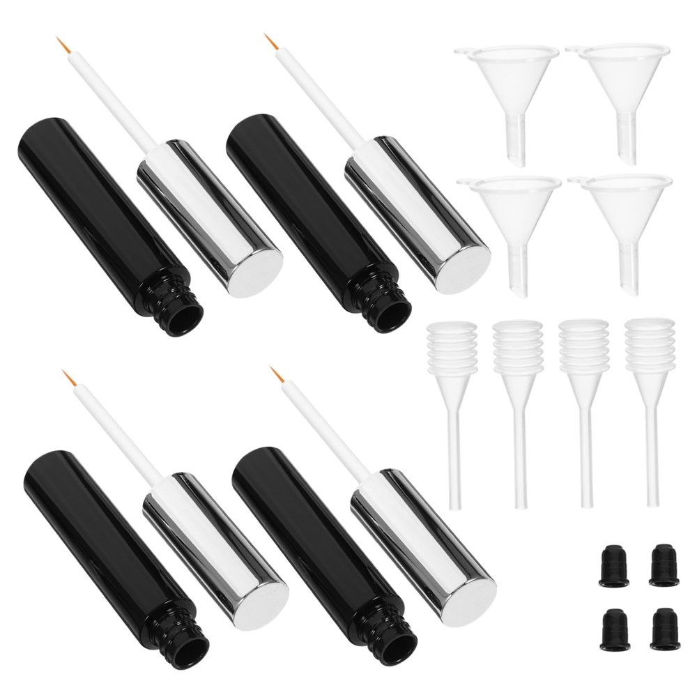 Didiseaon 4pcs Empty Eyeliner Tube Set Mini Funnels and Transfer Pipettes for Travel and Eyeliner Lightweight and Compact Design for Women and Girls