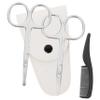 Didiseaon 4pcs Stainless Steel Beard Scissors Set Precision Trimming Scissors Nose Hair Trimmer and White Leather Comb for Home and Barber Shop Grooming view 1