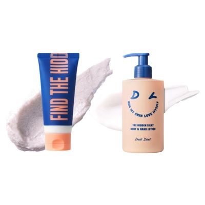 [Dear Doer] The Hidden Body Scrub & Wash - Moisturizing 2-in-1 Scrub Cleanser with Andes Salt, 3.38 fl oz(100ml)/The Hidden Silky Body & Hand Lotion