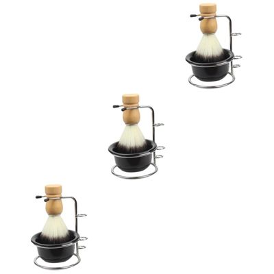 Didiseaon 3sets Razor Brush Shaving Stands Shaving Brush and Bowl Kit Men Portable