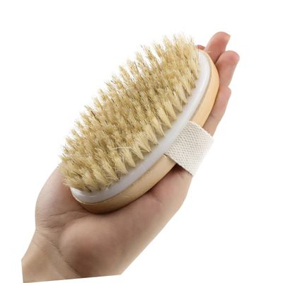 Wooden Spa Massager Bristle Bath Brush for Women, Brown