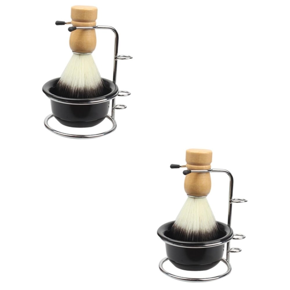 Didiseaon 2sets Shaving Brush Stand Slots and Bowl Kit Professional Barber Tool Shaving