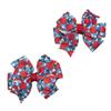 Blue Gingham Apples Toddler Hair Bow Set view 1
