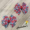 Blue Gingham Apples Toddler Hair Bow Set view 2