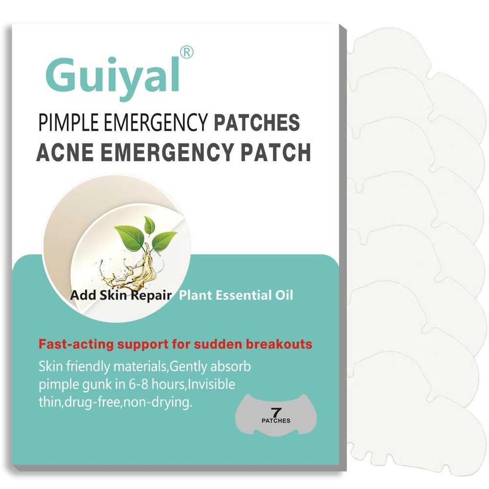 guiyal Pimple Emergency Acne Patches with Plant Essential Oil, Pimple Patches for Nose, Hydrocolloid Acne Patches,Pimple Lnvisible Patches for Face,Large size(7 Pieces)