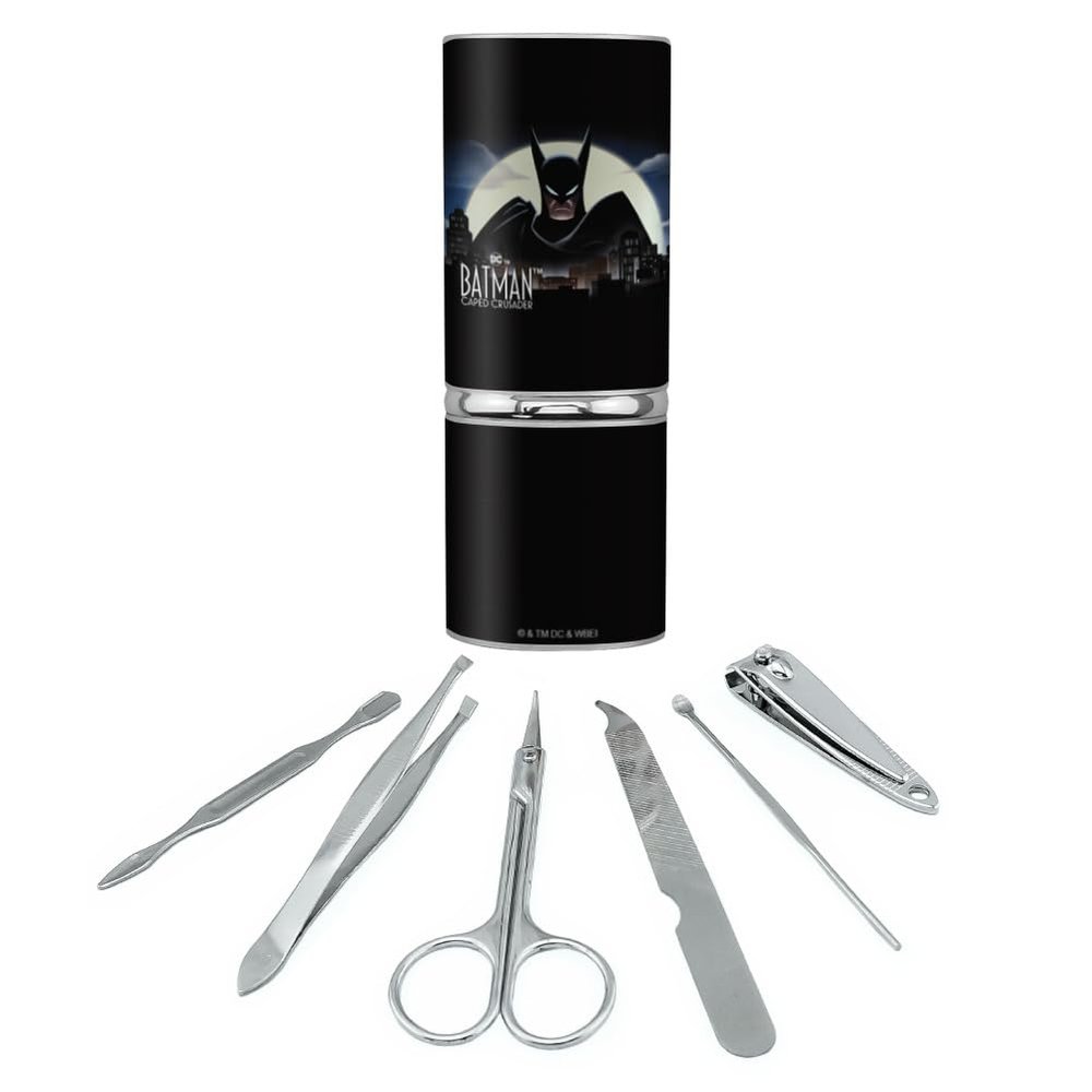 Batman: Caped Crusader Over Gotham Stainless Steel Manicure Pedicure Grooming Beauty Care Travel Kit