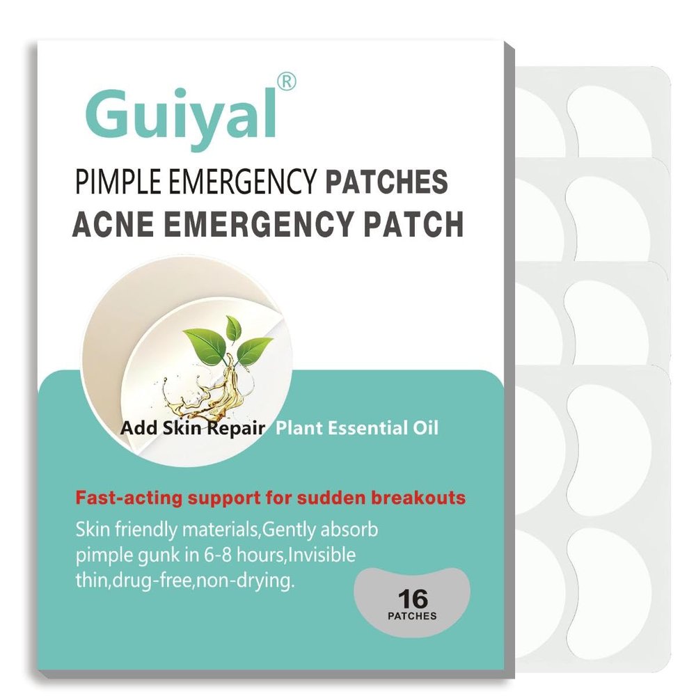guiyal Pimple Emergency Acne Patches with Plant Essential Oil, Pimple Patches for Face, Hydrocolloid Acne Patches,Pimple Lnvisible Patches for Face,Large size(16 Pieces)