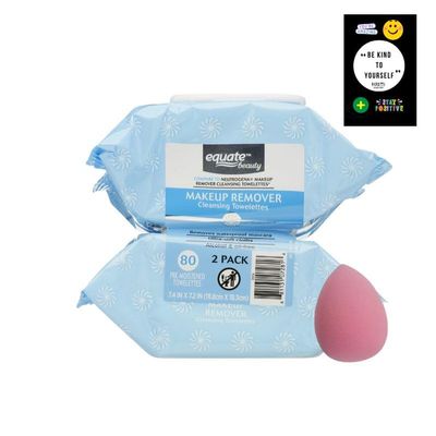 Equate Beauty Makeup Remover Cleansing Towelettes, 80 Count, 2 Pack Maker 1 MAKEUP SPONGE Explorador Private Label