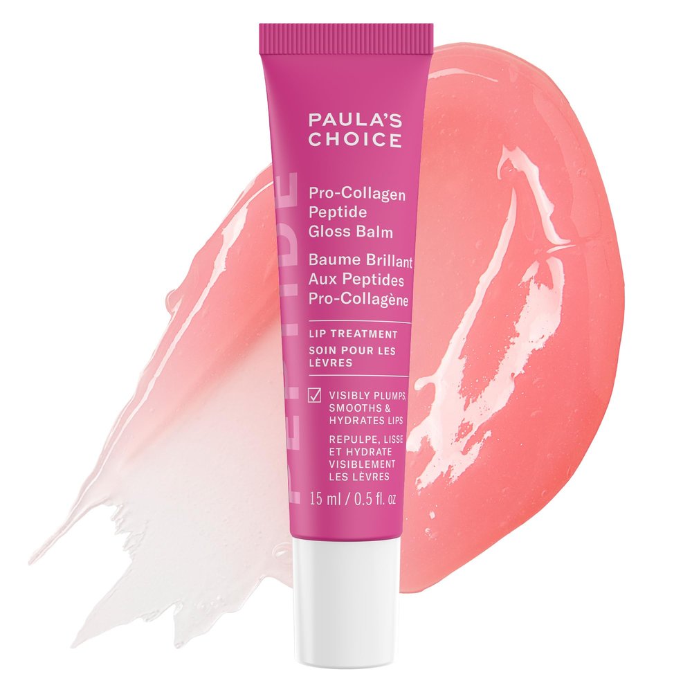 Paulas Choice Pro-Collagen Peptide Gloss Lip Balm, Hydrates & Smooths Lips, Sheer & Glossy Finish for Fuller Lips, Sheer Tint, Non-Sticky, Cruelty-Free, 0.5 oz