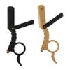 FRCOLOR 2pcs Manual Beard Shaver for Men Classic Finger Razor Safe Shaving Tool for Barbers Travel-friendly Design No Cutting Blade Included Black Gold view 1