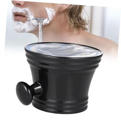 Didiseaon Portable Plastic Shaving Bowl Men Shaving Soap Cup Round Handle Black for Face Care