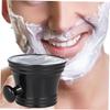 Didiseaon Portable Plastic Shaving Bowl Men Shaving Soap Cup Round Handle Black for Face Care view 2
