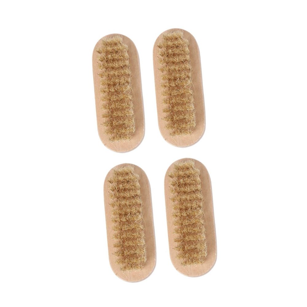 HAPINARY 4pcs Wooden Nail Brush Dual-sided Fingernail Scrubber with Soft Bristles for Gentle Cleaning for Home Travel and Pet Grooming