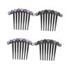 Beatifufu 4pcs Seven Tooth Hair Insert Comb Flower Design Women Headwear Rhinestone Hair Ornament for Parties Random Color view 1