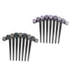Beatifufu 4pcs Seven Tooth Hair Insert Comb Flower Design Women Headwear Rhinestone Hair Ornament for Parties Random Color view 3