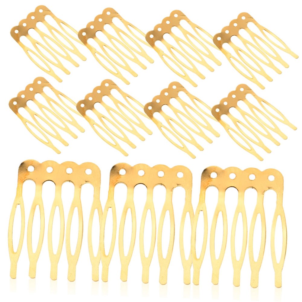 Baluue Diy Hair Combs Set 50pcs Gold Side Combs Handmade Accessories for Women Girls