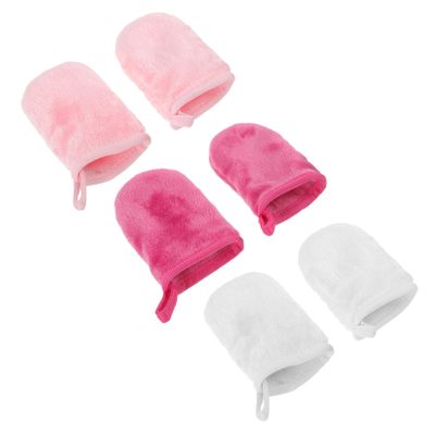 Baluue 6pcs Exfoliating Makeup Remover Gloves Washing Mitts for Cleansing Gentle Exfoliation Travel Cosmetic Tool
