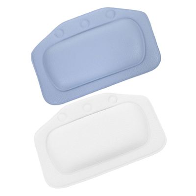 Baluue 2pcs Comfortable Bath Pillows for Bathtub Soft Foam Headrests with Strong Suction Cups for Neck and Head Support Relaxing Spa Experience Blue White
