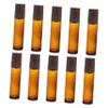 Baluue 10pcs Brown Glass Bottles with Wood Grain Caps Leakproof Multi-function Aroma Containers for Essential Oils Perfume and Makeup Compact Travel view 1
