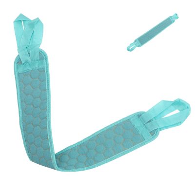minkissy Thickened Back Rub Towel for Exfoliating and Deep Cleaning Long Bathing Strip with Dual Hand Pull Strings for Reach and Callus Removal Blue Color
