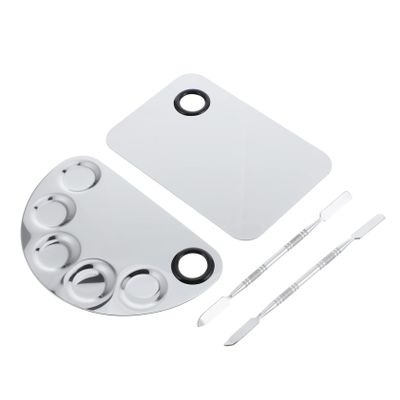 Didiseaon 2sets Stainless Steel Nail Art Palette Set Color Mixing Tools for Makeup Manicure Travel-friendly Design Easy to Clean for Professional Home Use Total