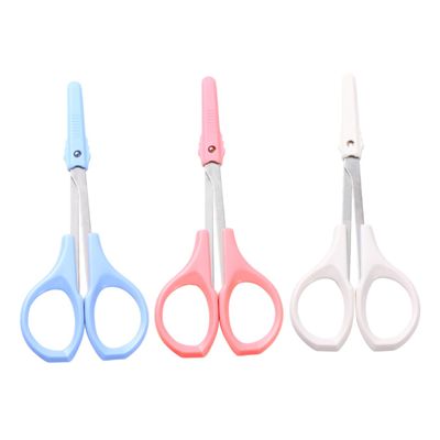 WOONEKY 3pcs Stainless Tools Eyelash Curler Scissors for Eyebrow Grooming and Nose Hair Trimming Curved Scissors
