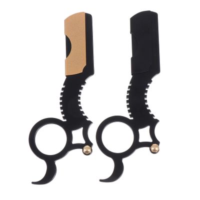 MERRYHAPY 2pcs Manual Beard Razors Vintage Style Stainless Steel Shaving Tools for Men Durable Assorted Color Beard Shavers for Grooming and Trimming