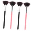 Baluue 4pcs Professional Makeup Long Handle Fan Shape Blush Brush Fan Shaped Powder Brush for Highlighters Makeup view 1
