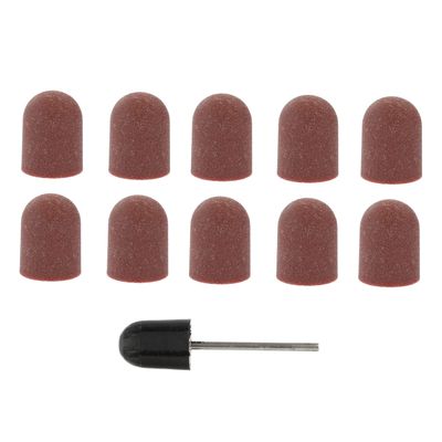 NULYLU 10pcs Nail Art Polishing Sanding Caps Set for Nail Buffing Block Grinding Head Manicure Tool