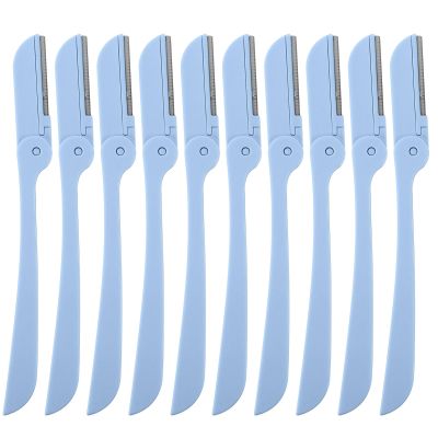 FRCOLOR 10pcs Stainless Steel Eyebrow Trimmers Foldable for Precise Shaping Comfortable Grooming Tool for Women Travel-friendly Design Safe Hair Removal