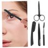 FRCOLOR 3sets Eyebrow Grooming Kit Stainless Steel Trimming Tools Scissors Tweezers and Brush for Home Travel-friendly Ergonomic Design view 3
