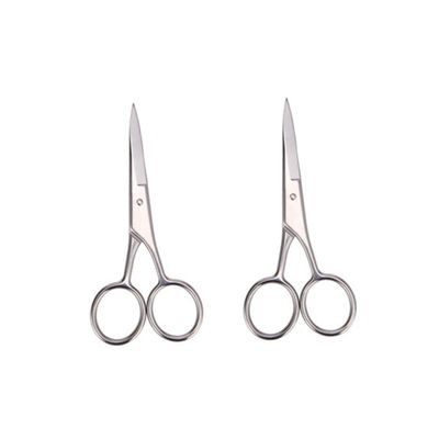 NOLITOY 2pcs Stainless Steel Beard and Mustache Trimming Scissors Durable Grooming Shears for Men for Barbers and Home Use Silver Finish