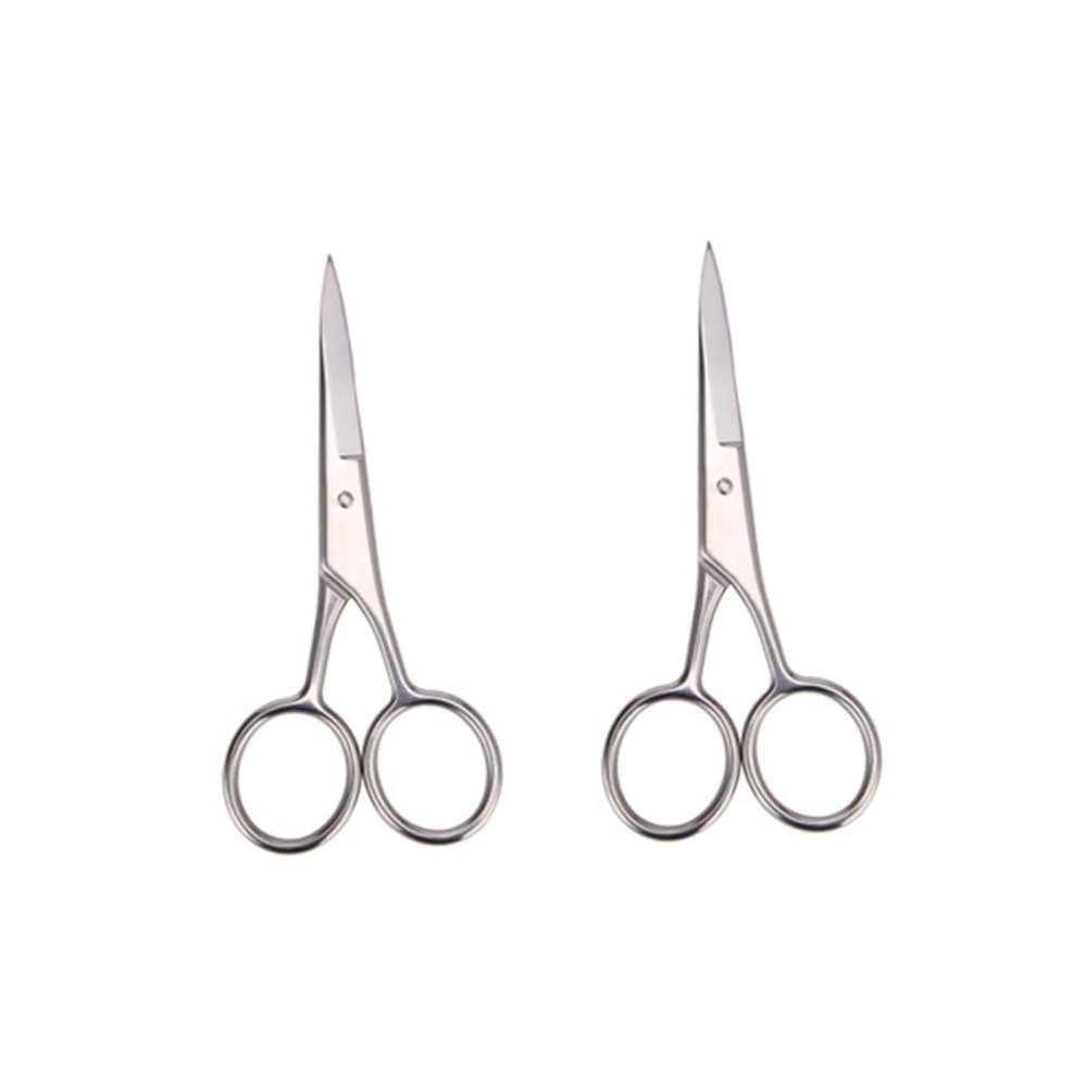 NOLITOY 2pcs Stainless Steel Beard and Mustache Trimming Scissors Durable Grooming Shears for Men for Barbers and Home Use Silver Finish