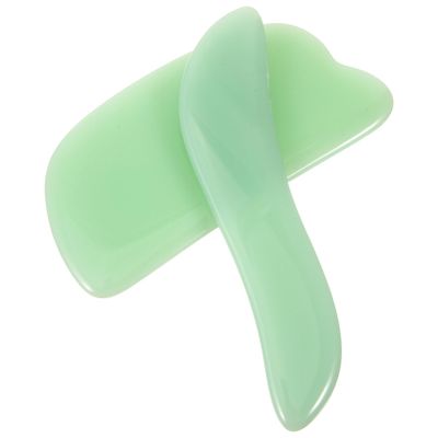 FRCOLOR 2pcs Facial Scraper Massager Gua Sha Tools Jade Facial Rollers Face Rolling Massager Skincare Tool for Women