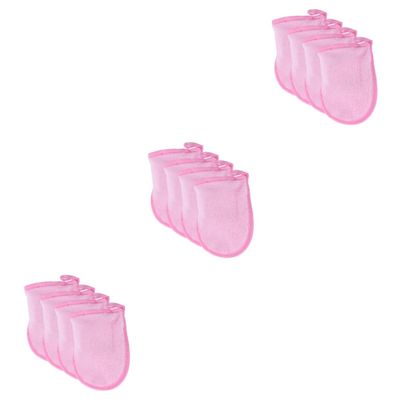 Baluue 12pcs Facial Cleaning Gloves Makeup Removal Puff Exfoliating Gloves Soft Cleansing Pads Washable