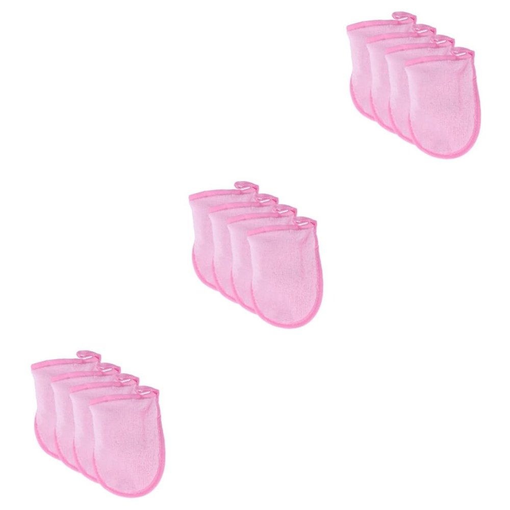 Baluue 12pcs Facial Cleaning Gloves Makeup Removal Puff Exfoliating Gloves Soft Cleansing Pads Washable