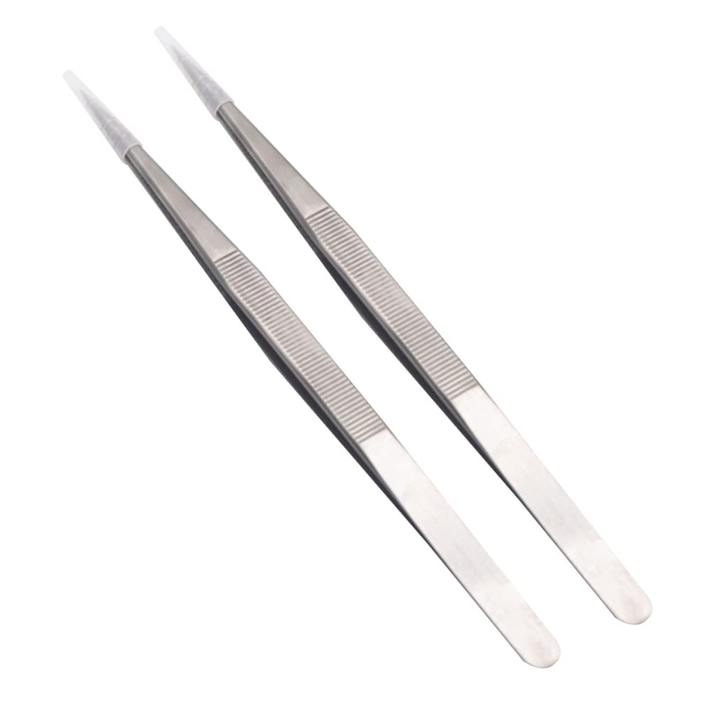 VINTORKY 2pcs Multifunctional Jewelry Tweezers Set Steel Tweezers Kit Lock Slip Long Professional for Lash and Jewelry Repair