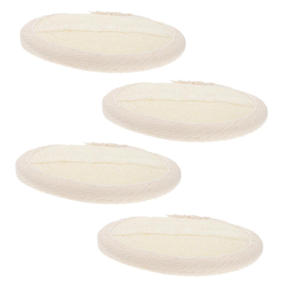 IWOWHERO Natural Loofah Face Set Gentle Facial Puff for Men 8cm Round 4 Pack Makeup Remover Pads