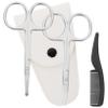 NOLITOY 4pcs Beard Grooming Scissors Set Stainless Trimmers for Beard Nose Hair and Eyebrow Styling White Leather Comb for Home and Professional Use view 1