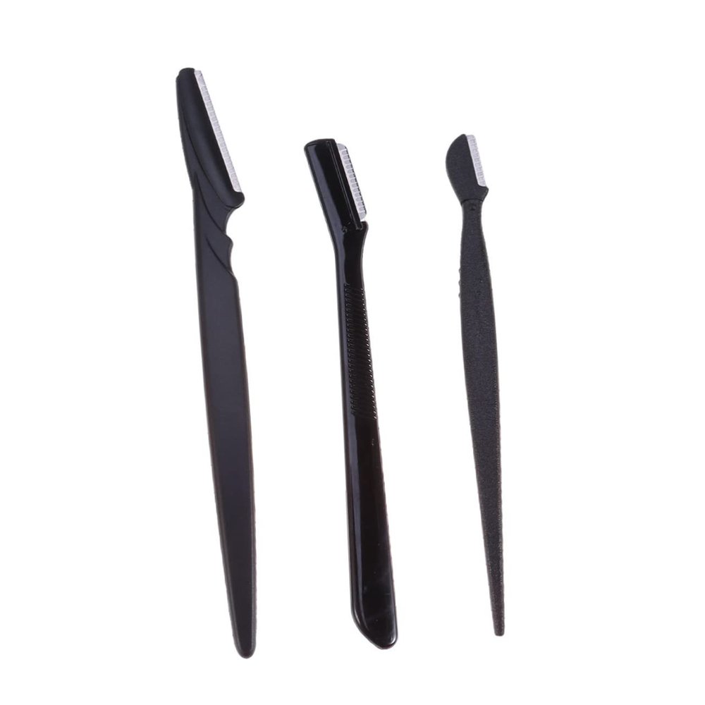 FRCOLOR 3pcs Eyebrow Razor Set Portable Eyebrow Trimmer Makeup Tool Kit Plastic Handle and Cover Easy to Clean for Travel